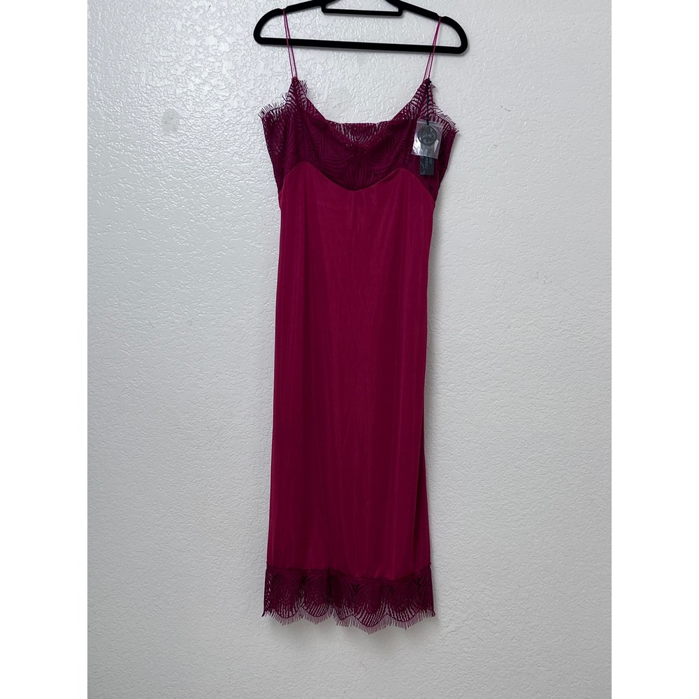 Lace Trim Slip Dress Tank Burgundy POOF Apparel Prom Cocktail Date‎ NightNew S